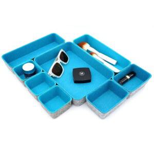 웰락시 책상 서랍 정리함 트레이 펠트 수납함 홈 오피스 입구 캐치 올 키 홀더 메이크업 공예 펜 디클러터링 8피스 선물 솔루션 청록색