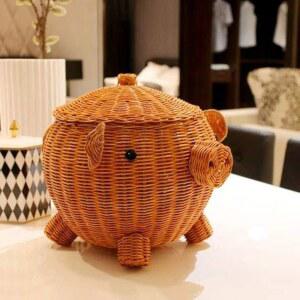 앤커스 러스틱 라탄 보관 바구니 데스크탑 상자 액세서리 손으로 짠 공예 위커