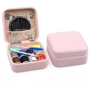 [에이치플러스몰]실따개 핑크 쇠골무 반짇고리함 바늘실세트