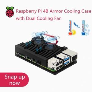 라즈베리 파이 4 모델 B 케이스, 이중 냉각 미니 팬, 냉각 보호 쉘, 알루미늄 합금 쉘 냉각 케이스, RPi 4
