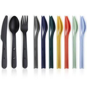 및 캠핑, 세트 도구 공간 플라스틱 여행 휴대 실버웨어를 , 구매하세요 절약 재사용 함께 여행, 위한 포크 키라톤 디자인 직장, 식기류 숟가락 가능한 나이프를 사용하여 도시락을 8인용,