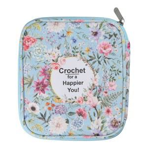 홈소굿 휴대용 크로셰 케이스, 플로럴 패턴 여행용 뜨개질 바늘 보관 가방, 투명 포켓이 있는 지퍼 정리함 도구 액세서리