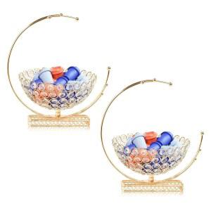 메탈 & 크리스탈 커피 포드 홀더 바스켓 - K컵, 에스프레소 포드, 간식 주방, 사무실, 홈 바 골드, 2개 PCS 를 위한 우아한 다용도 보관 정리함