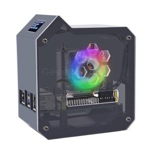 ABS 미니 타워 키트 블랙 인클로저 케이스, 라즈베리 파이 5 쿨러 OLED 포함