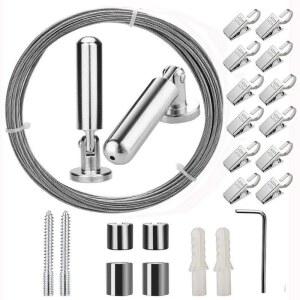 아트 벽걸이 무타공 빨래 스테인리스 무타공빨래줄 커튼 Silver 클립 베란다건조대