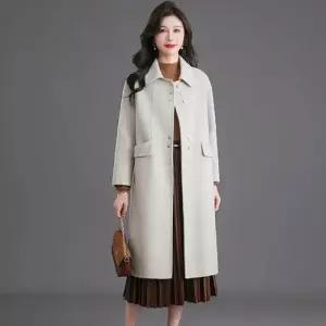 여사친 롱 하프 모직 춘추 겨울 트렌디 아이템 카디건 더블 코트 양털 HT3