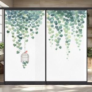 프레시 식물 문양 유리 시트지 인테리어 화장실 보호 비침 정전기 방수 방지 창문 시트 창호지 스크럽 거실 주방 장식 스티커 불투명