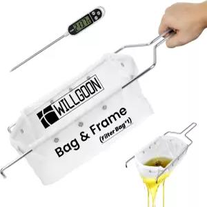 프라이어 필터 백 프레임 세트 70파운드 식용유용 재사용 가능한 오일 스트레이너 부스러기를 잡아주는