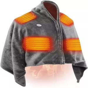 실내외 코랄 플리스 플러시 패드를 위한 9가지 히팅 존 웨어러블 숄 전기 담요 네큐 USB 온열 던지기