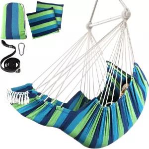 발 받침대가 있는 치희 해먹 의자 걸이 2 쿠션 맥스 500파운드 튼튼한 금속 스프레드 바 접이식 쉬운 보관