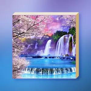 폭포수 벚꽃나무 (캔버스) 보석십자수 30x30