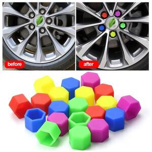 20pcs 자동차 림 너트 휠 커버 플러그 나사 17mm 오렌지 그린 핑크 블랙 캡