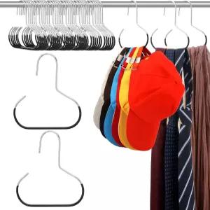 Zonon 12개 스카프 걸이 금속 벨트 모자 링 걸이와 그립 코팅 정리함 보관 홀더 탱크 탑 후크(블랙)