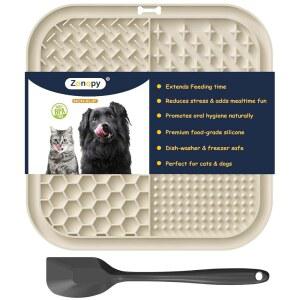 흡입 컵으로 개와 고양이를 위한 조노피 핥기 매트, 불안 와 지루함을 위한 1팩 사각형 개 슬로우 피더 핥기, 바쁘게 지낼 수 있는 개 장난감, 반려동물 그루밍 트레이닝 목욕 매트