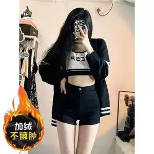 남사친 청 블랙 가을 A라인 백 일자 청반바지 스판 데일리 힙업 기모 반바지 핫팬츠 댄스 하이웨스트 다올3