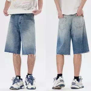 남성용 바지 데님 빈티지 캐주얼 데일리 청반바지 워싱 트리밍 반바지 슬림핏 6부 다올1