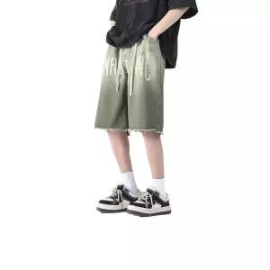 팬츠 데님 빈티지 캐주얼 보카시 프린트 반바지 청반바지 퍼 님성 레터링 데일리 스트링 5부 다올1