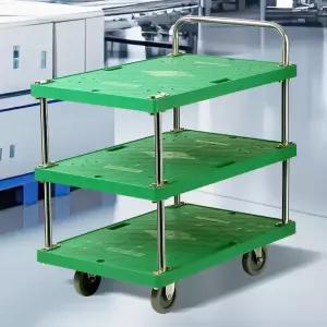 BUyuS 플라스틱스텐녹색 3단 대 음식점카트 무빙웨곤 서빙카 빈티지트롤리  buyus 굿딜 브이숍 illo001