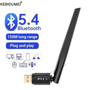 USB 블루투스 5.4 어댑터 PC 용 150M 장거리 Adaptador 무선 마우스 키보드 음악 오디오 수신기 Bluetooth