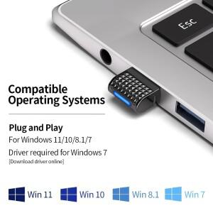 USB 블루투스 6.0 어댑터 PC용 동글 Windows 11/10/8.1 키보드/마우스용 수신기 및