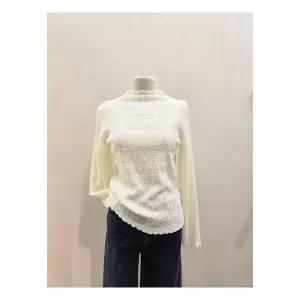 숲 (SBBLT30) 레이스 물결 짜임 하이넥 티셔츠 1098366