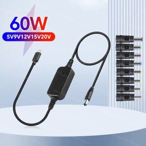 전원 부스트 케이블 유형 C 변환기 60W USB 어댑터 8 전압 충전 5V/9V/12V/15V/20V 가변 고속
