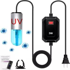 타이산 3W 미니 수족관 조류 제거 조명 타이머가 장착된 방수 녹색 투명 어항 연못 수영장