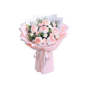 뜨개질 뜨개꽃 학예회 완제품 입학 뜨개꽃다발 꽃다발 조화 니트 완성품 코바늘 음악회 블루