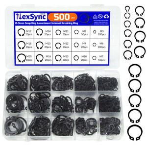 250/500개 구성 키트 세트 M5 M20 스테인리스 스틸 블랙 65mn 샤프트 링 고정 클립 스냅 C 타입 외부 서클립