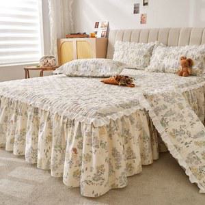 공주 스커트 침대 커버 누빔 레이스 프릴