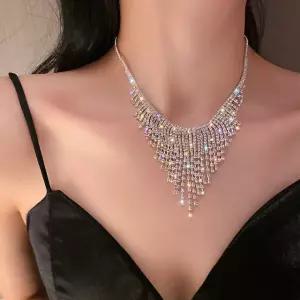 파티 공연 크리스탈 큐빅 목걸이 초커 무대 화려한 행사