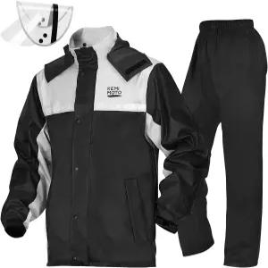 남성용 케미모토 레인슈트 오토바이 레인기어 방수 보호 레인코트 바지 2피스 통기성 아웃도어 패션 블랙