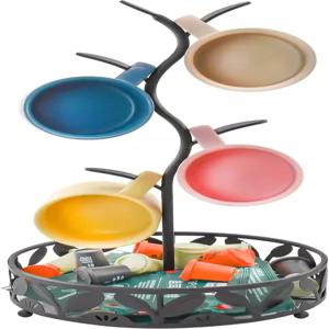 반라 머그 트리 홀더 스탠드 커피 랙 조리대 주방 카운터 정리함을 위한 포드 바구니 보관함 블랙 스틸