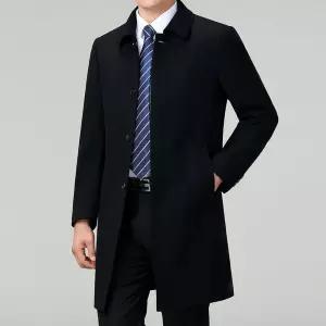 남성용 캐주얼 단정한 트렌치 반바바리 중장년 아빠 춘추 루즈핏 울코트 DUCHI3