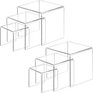 픽스왈 2 세트 아크릴 디스플레이 라이저 컵케이크 스탠드 투명 디저트 테이블 펀코 POP 피규어용 선반-3