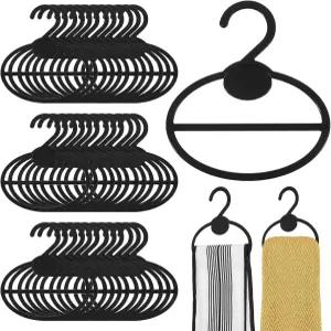 스카프 벨트 넥타이 헤드스카프 등을 위한 50개의 검은색 플라스틱 걸이 정리함 공간 절약 옷장 액세서리