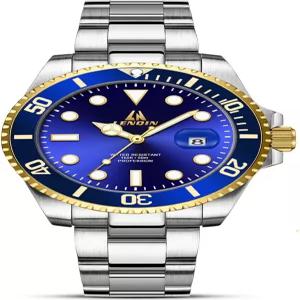 LN LENQIN 남성용 스테인리스 스틸 방수 아날로그 쿼츠 시계 데이트 야광 패션 손목시계