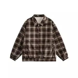 캐주얼 칼라 자켓 양면 커플 긴팔 봄가을 여자점퍼 루즈핏 복 코트 야구 집업 항공 체크 원템3