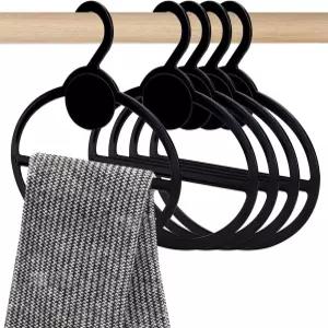 핸드메이커 10개 블랙 플라스틱 타원형 스카프 걸이 공간 절약 홀더 넥타이 벨트 헤드밴드 정리함 5.35인치