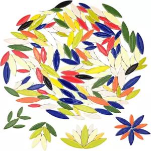 공예용 잎 꽃잎 세라믹 모자이크 타일 500g/1.1파운드 불규칙 조각 공예 취미 예술 벽 장식용 돌 만들기