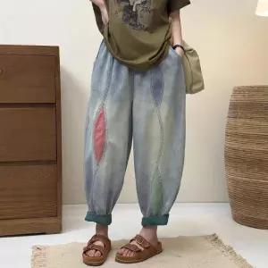 여친 팬츠 청 봄 하의 청바지 배기핏 밴딩 워싱 허리 깔끔한 트렌드 DUCHI1