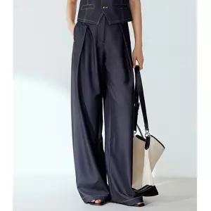 여친 바지 오피스룩 봄 빈티지 청바지 배기핏 진청 와이드 깔끔한 DUCHI1