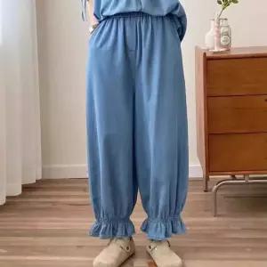 여친 봄 빈티지 깔끔한 배기핏 청바지 허리밴딩 슬림핏 꽃봉오리 DUCHI1