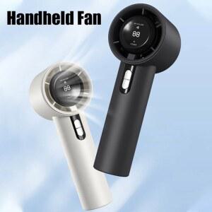 휴대용 핸드 헬드 팬 USB 충전식 디지털 디스플레이 미니 냉각 야외 캠핑 여행 전기 공기 냉각기