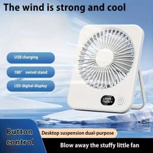 휴대용 미니 책상용 선풍기 USB 충전식 디지털 디스플레이 180 조정 가능한 조용한 작동 경량