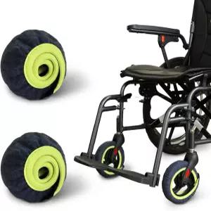 이지호이슬링 휠체어 휠 커버 2팩 방진 바닥 보호대 강화 그립 무소음 롤링은 대부분의 타이어(브라운