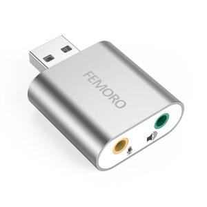 USB 사운드 카드, PC, 노트북, Mac, PS4, 헤드폰용 7.1채널 외장 마이크 오디오 잭 어댑터 클리어 (플러그 앤 플레이 드라이버 필요 없음)