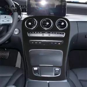 자동차 호환 스웨이드 자동 포장 ABS 중앙 기어 시프트 물컵 거치대 패널 커버 트림 벤츠 C클래스 W205 GLC