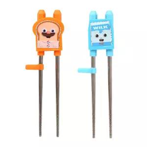 브레드이발소 윌크 이지 교정용 스텐 2단계 젓가락 2종 세트 블루 오렌지 1세트