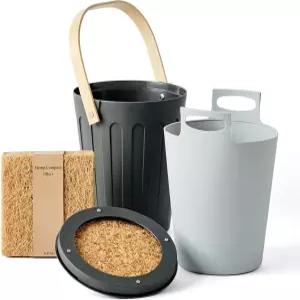 마사 스튜어트 실내 퇴비통 스타터 번들 주방용 카운터탑 .7갤런 용량 필터 6개와 실리콘 라이너 백 포함